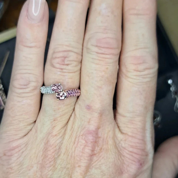 Premium Natural Pink Tourmaline, Lotus Garnet & White Zircon Ring - Picture 3 of 6